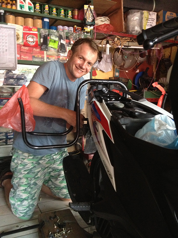 Getting the backpack rack installed