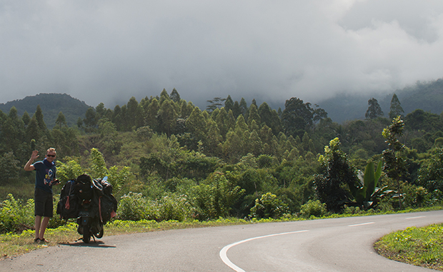 Scenic Flores road, bags packed and ready to go